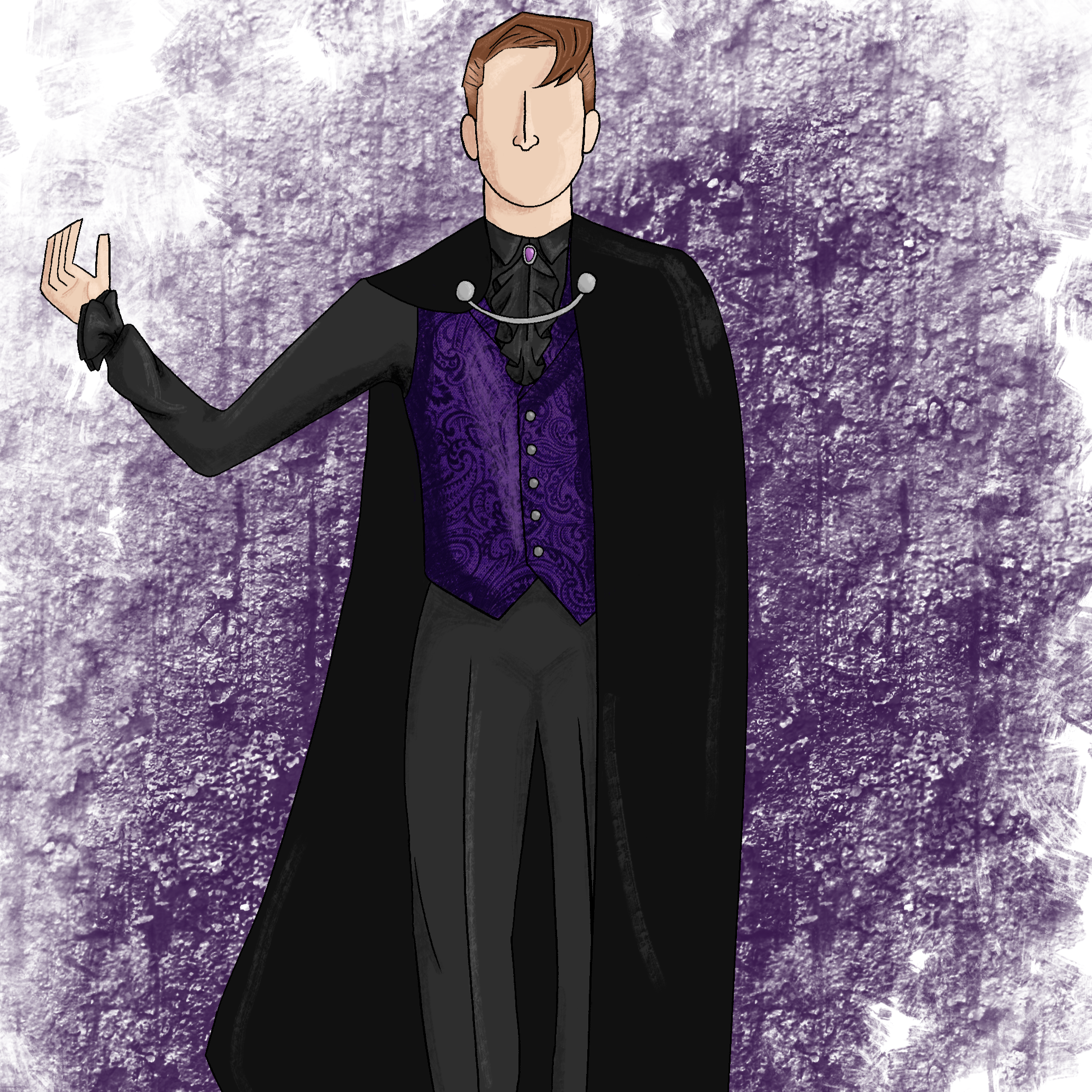 A drawing of a costume for Dracula.